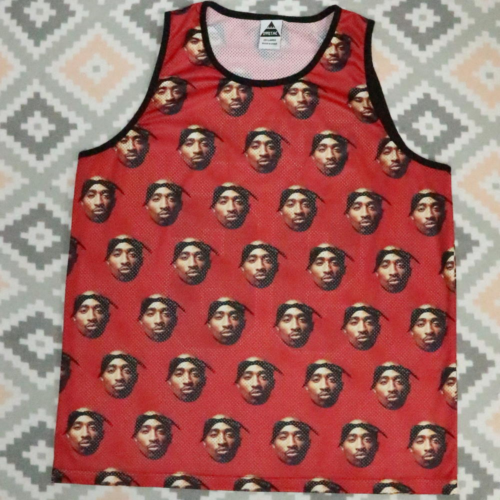 1991inc Tupac 2-Pac Head Print Mesh Tank Shirt Sz XXL Men - Picture 2 of 5